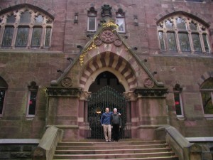 A shot of me with my dad around the time of the events described by this post outside the main classroom building at Princeton